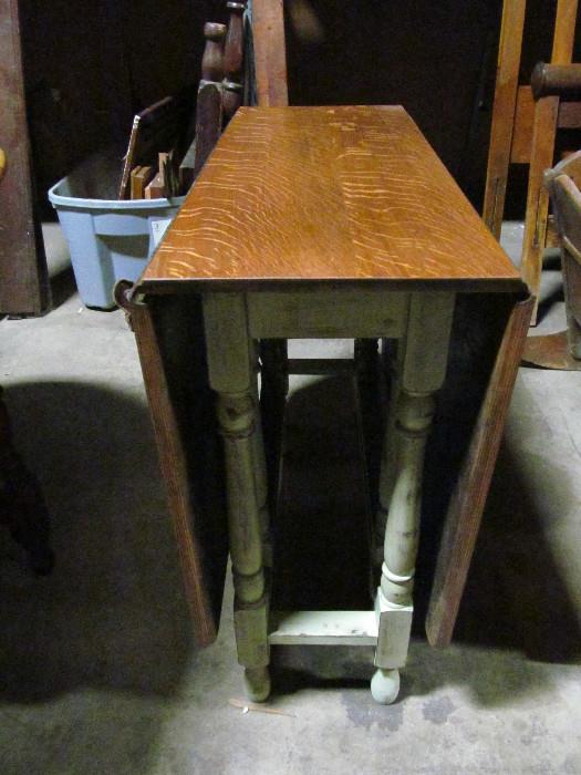 Farm table with tiger oak top