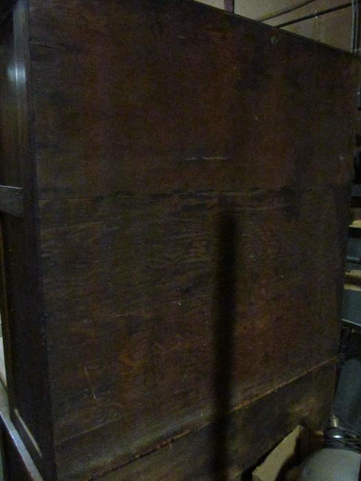 back of antique hoosier cabinet