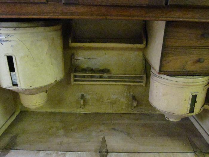 Original bins, shelves, jars - Hoosier Cabinet.