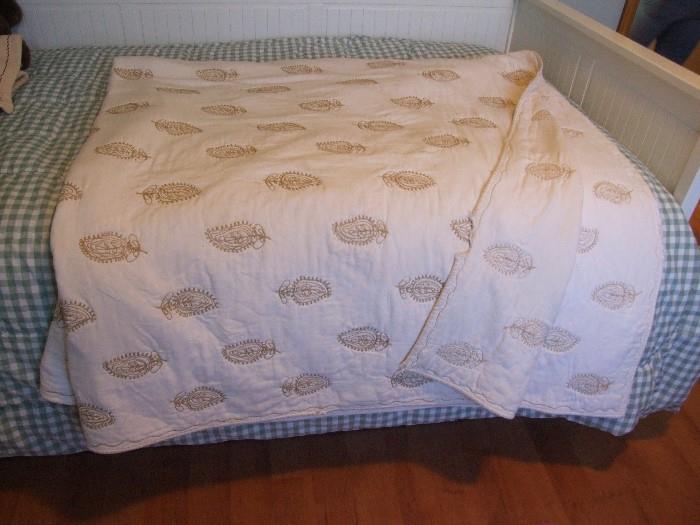 LOVELY SOFT QUILT IN CREAM AND GOLD...REVERSIBLE