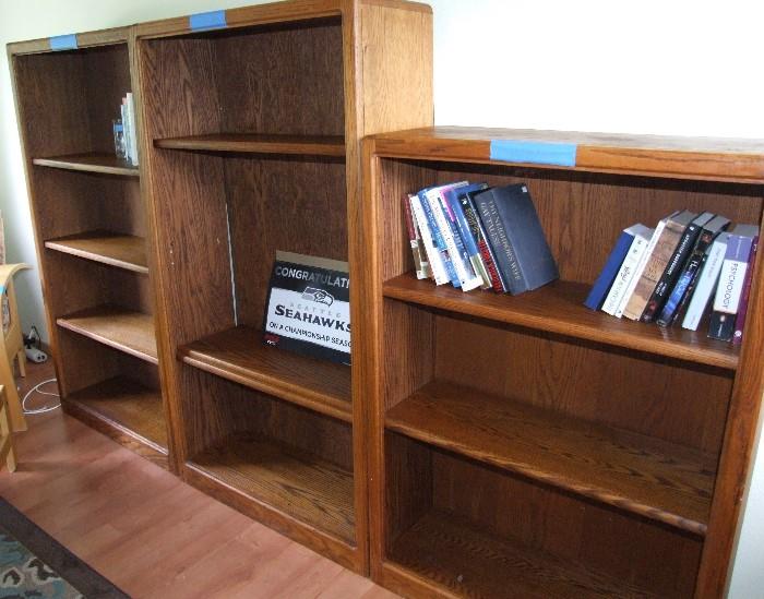 3 SOLID OAK BOOKCASES