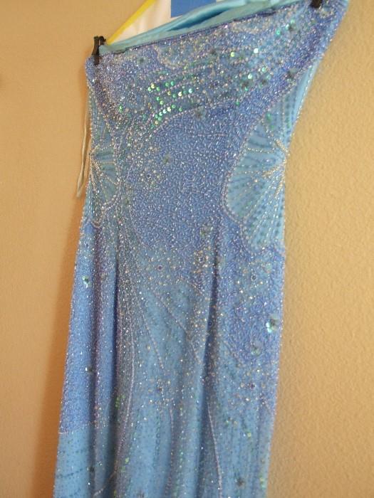 BLUE SEQUIN GOWN CLOSE UP