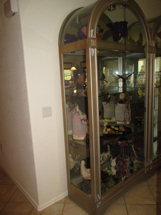 Silver Arch Curio Cabinet.  Contents not included in sale