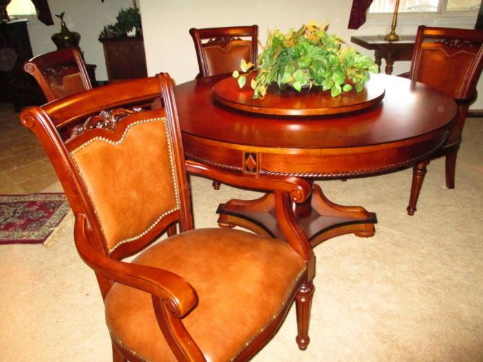 Game or Dining Table with Leather Chairs