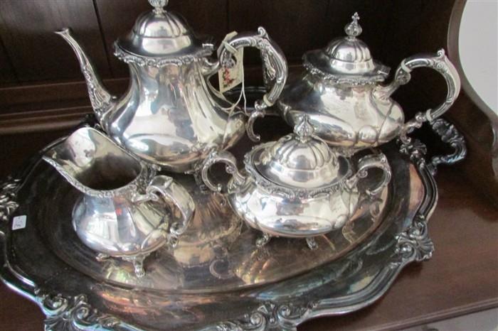 Sterling Tea,Coffee, Creamer & Sugar 
Tray is Silverplate
