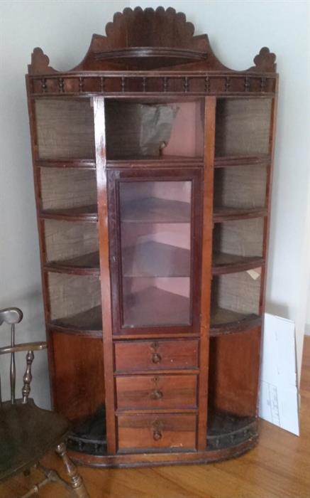 1800's corner china curio cabinet