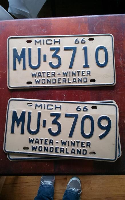 vintage pairs of old license plates