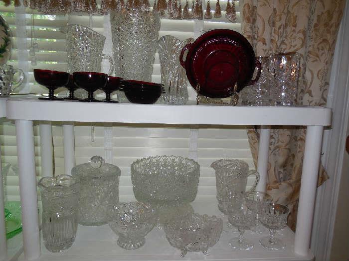 ruby red, cut glass, pattern & pressed glass
