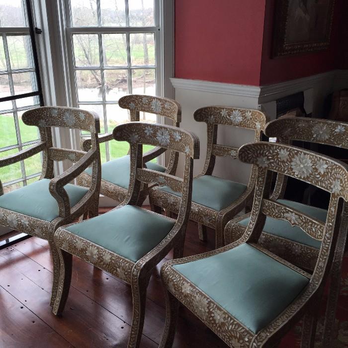 Six Mother of Pearl Chairs Made In India