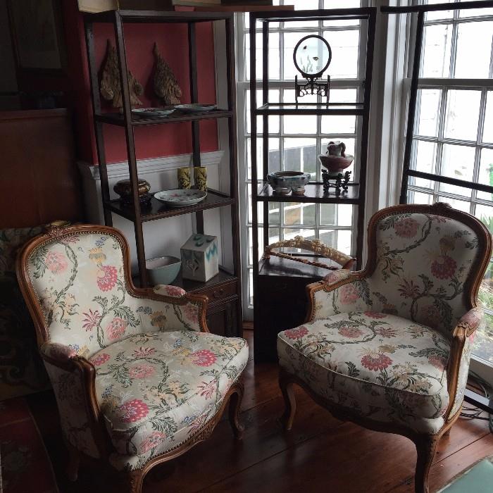 Pair Of Custom Made French Style Bergeres Chairs