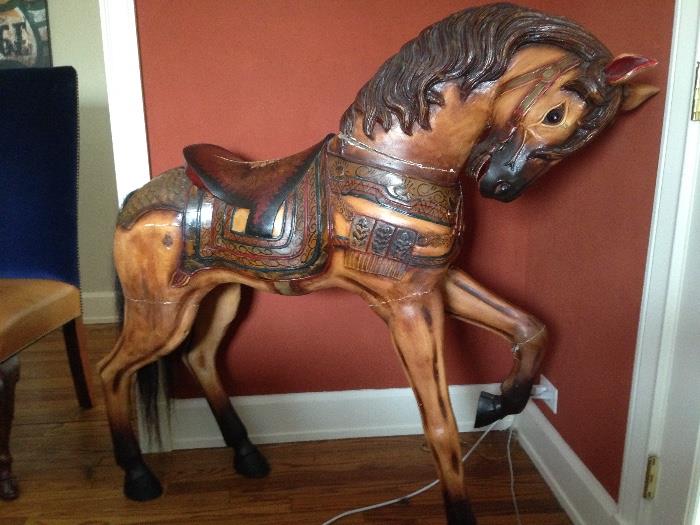 Antique Free Standing CAROUSEL HORSE from lake Geneva Estate-Pristine Condition