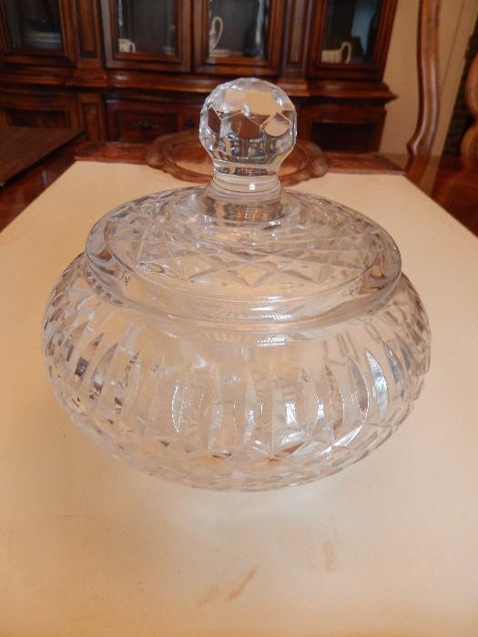 LARGE SIGNED CRYSTAL CANDY DISH