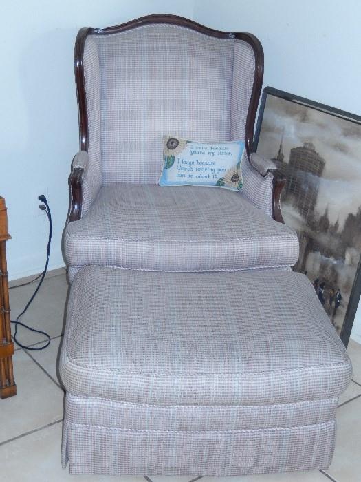 WING CHAIR W/MATCHING OTTOMAN