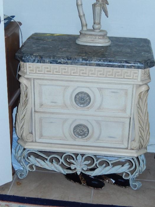 SECOND OF  TWO NIGHTSTANDS WITH MARBLE TOP