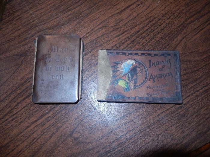 METAL COVERED NEW TESTAMENT FROM WWI AND "INDIANS OF AMERICA" FROM PAWNEE BILL'S TRADING POST
