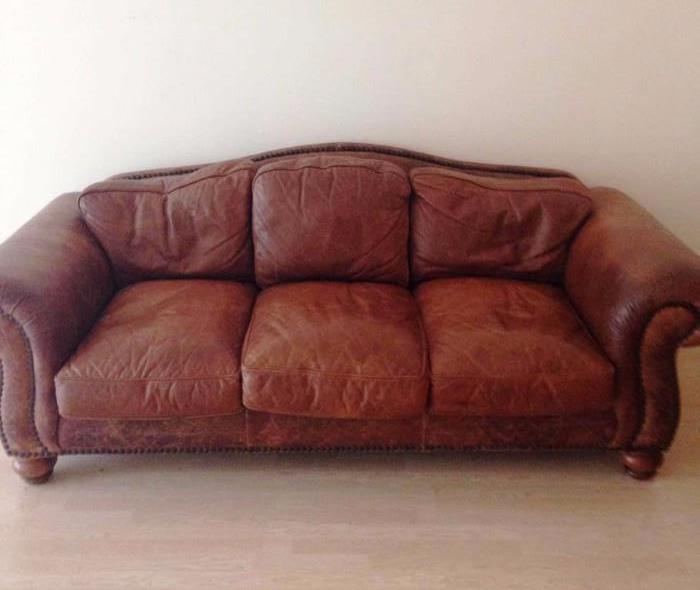 Hickory Fry Leather Couch