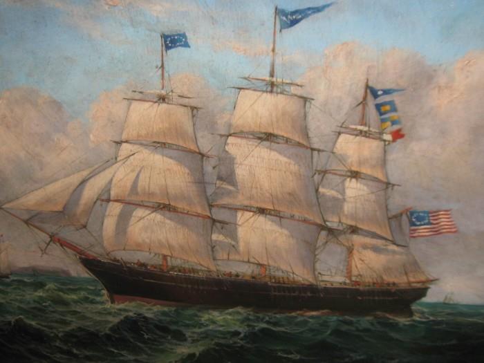 ROBERT SANDERS CLIPPER SHIP                                 (OIL on CANVAS 16 X 20)