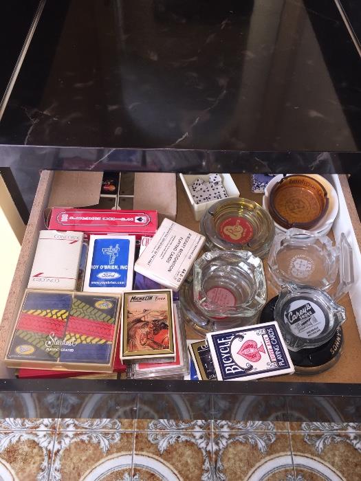 VINTAGE ASHTRAYS AND CARDS