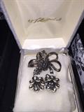 STERLING SILVER BROOCH AND EARRINGS SET
