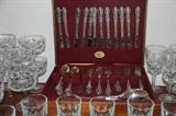 Silver flatware in chest