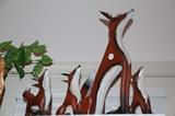 Hand carved wooden Fox figurines