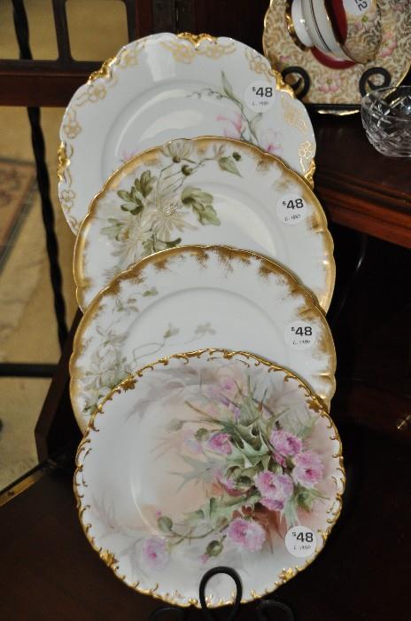 Antique Limoges Hand Painted dessert plates