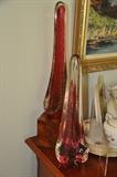 Cranberry Art Glass Sculptures