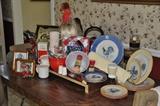 Adorable Vintage Kitchenware including vintage Rooster Glory Dinnerware