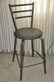 Grey metal with green cushion stools