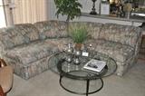 Vintage House of Denmark 3 piece sectional with metal, chrome and glass cocktail table