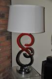 Contemporary black and red table lamp