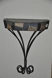 Metal and stone wall shelf