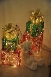 Outdoor lighted gift boxes
