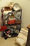 Women's accessories, medical books, china and vintage window treatments