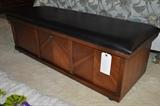 Vintage Lane cedar trunk with black leather top
