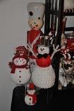 Vintage outdoor plastic nutcracker and Santa decor