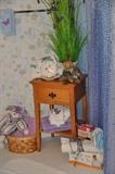 Vintage maple nightstand with shelf and one drawer