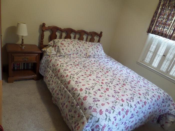 Queen size or Full bed and frame - (mattress & box spring not for sale) Ethan Allen night stand / bookshelf 