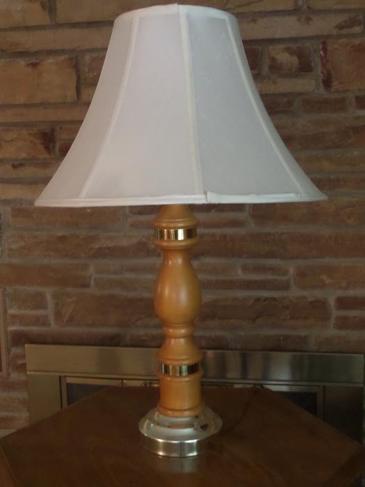 pair of oak lamp's priced separately  