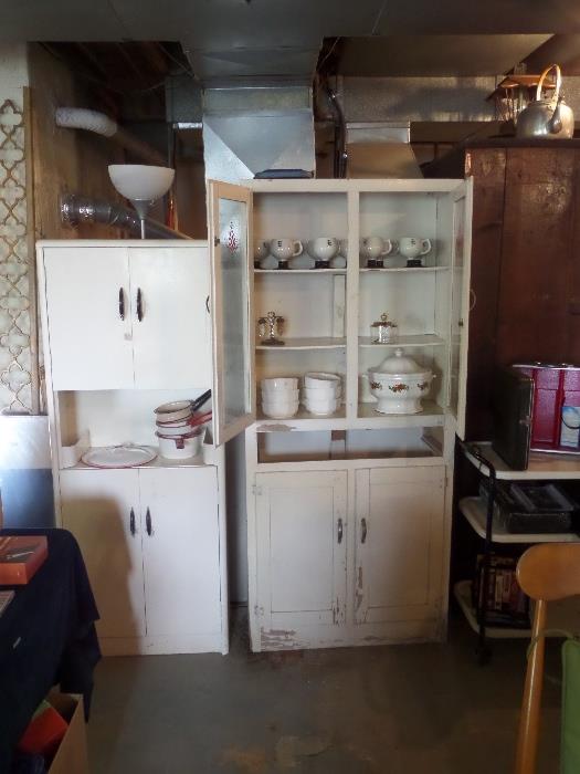 metal cabinet and old wood kitchen cabinet 