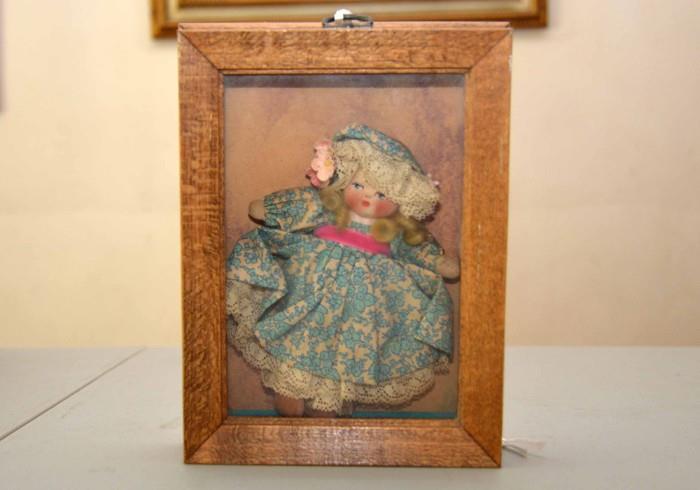 Vintage Doll in Shadow Box