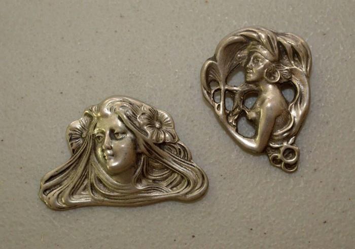 Pewter Art Nouveau Pins