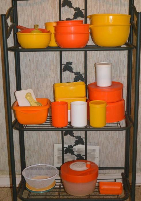 Vintage Plastic Storage, Bowls, Utensils, Salad Spinner, Etc.