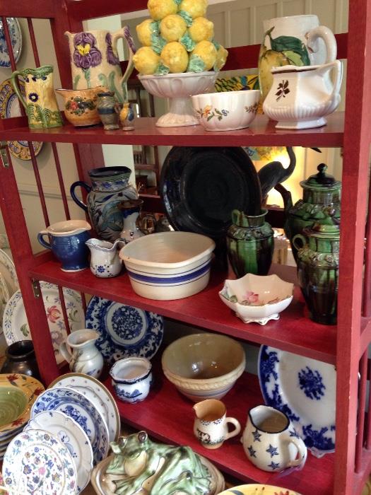 Majolica, flow blue, hand -painted china, etc.