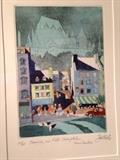"Rue Petit Champlain, Vieux Quibec" ed: 27/60 7" x 10" Aquatint Engraving by Jacques de Blois. (Lovely in person)