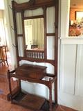 Hall tree with mirror, 39.5 by 89" tall