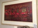 "Receding Sun" 1960 pencil signed silkscreen by Dorothy Bowman.sofa size