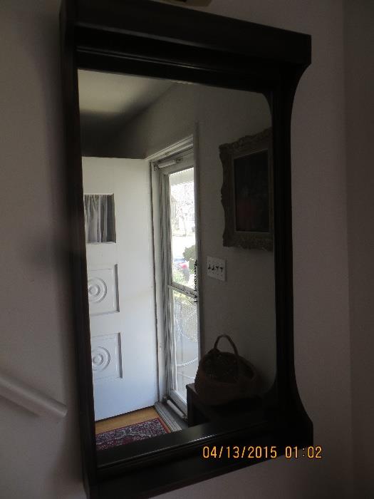 Hall mirror with open shelf