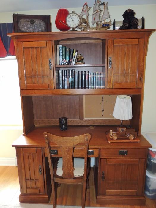 Hooker mission style desk with hutch top