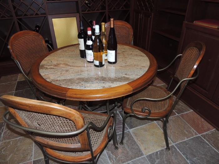 marble top wine tasting table